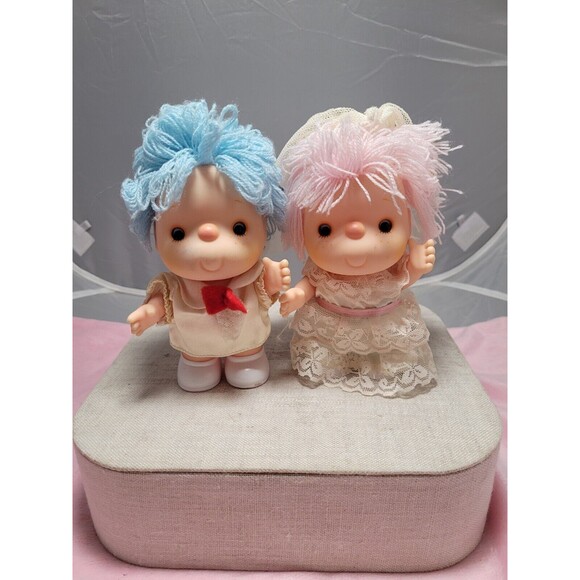 Bride And Groom Happy Couple Ice Cream Dolls Vintage 80s Cake Topper